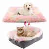 Picture of Chintu Cat Beds for Indoor Cats - Washable Dog Crate Bed Calming Dog Bed Plush Fluffy Cat Bed Faux Fur Warming Pet Bed for Small Medium Dogs and Cats 24 x 20 Inch Rainbow