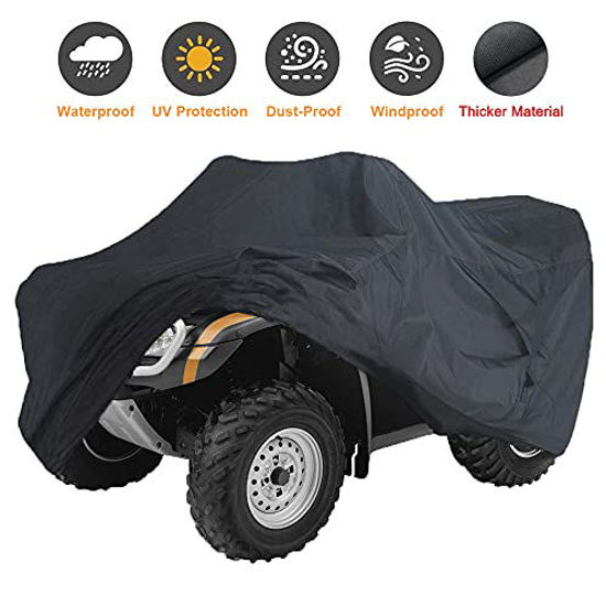 Picture of Szblnsm ATV Cover. 420D Heavy Duty Tear-Resistant Fabric. Quad Cover for Kawasaki, Arctic Cat, Honda, Polaris,Yamaha, and More. Protection Against Water, Wind, UV. 4 Wheeler Accessories