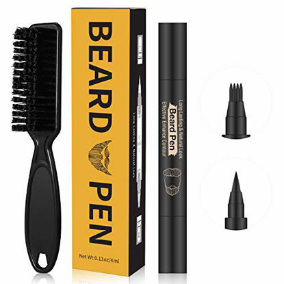 Picture of Beard Pencil Filler for man Water Proof Beard pen and beard brush Long Lasting Coverage Natural Finish, Male Mustache Repair Shape, Effective Enhance Facial Hair BLACK