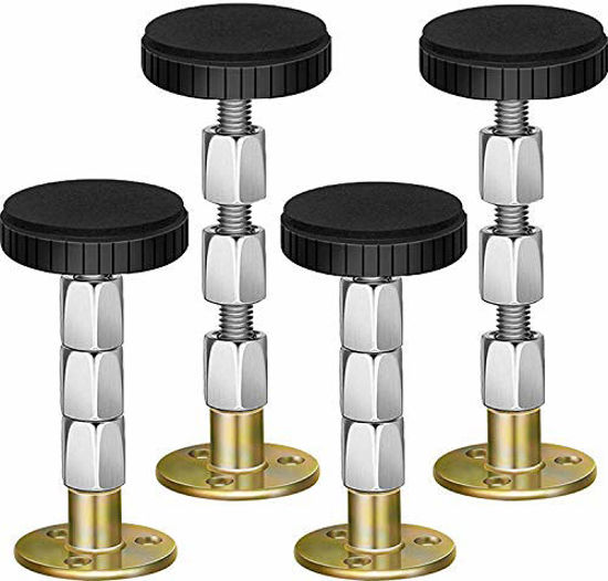 Picture of Bedexut 4 Pack of 12 Screws Bed Frame Anti-Shake Tool, Adjustable Threaded Headboard Stoppers Fixer, Bedside Antishake Telescopic Support Stabilizer for Room Wall, Beds, Cabinets, Sofas. (27-114mm)