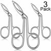 Picture of 3 Packs Eyebrow Tweezers, Scissors Shaped Eyebrow Straight Tip Tweezers Clip, Flat Tip Tweezers Hair Plucker, Straight Tip Hairgripping Eyebrow (Silver Plated)