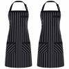 Picture of Syntus 2 Pack Adjustable Bib Apron with 3 Pockets Cooking Kitchen Aprons for Women Men Chef, Black/White Pinstripe