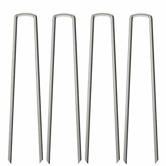 Picture of OK5STAR 12 Inch Galvanized Landscape Staples 50 Pack Metal Garden Stakes for Gardening Anti-Rust Heavy-Duty Ground Sod Pins Yard Stakes for Weed Barrier Fabric Irrigation Tubing Hose