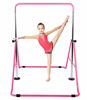 Picture of Gymnastic Bars for Kids with Adjustable Height, Folding Gymnastic Training Kip Bar, Junior Expandable Horizontal Monkey Bar for Home (Pink)