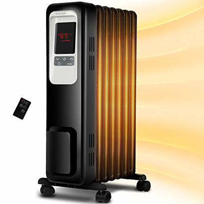 Picture of Space Heater, KopBeau 1500W Oil Filled Radiator Electric Heater with Digital Thermostat, 24 Hrs Timer & Remote, Portable Heater for Full Room Indoor