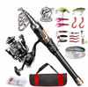 Picture of ShinePick Fishing Rod Kit, Telescopic Fishing Pole and Reel Combo Full Kit with Line Lures Hooks Carrier Bag for Travel Saltwater Freshwater Boat Fishing Beginners(2.1M)