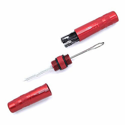 Picture of KOM Cycling Tubeless Tire Repair Kit for Bikes - 8 Colors! Fixes Mountain Bike and Road Bicycle Tire Punctures - Includes Tire Repair Fork and Reamer, 8 Bacon Strips. Tubeless Repair Made Easy (Red)