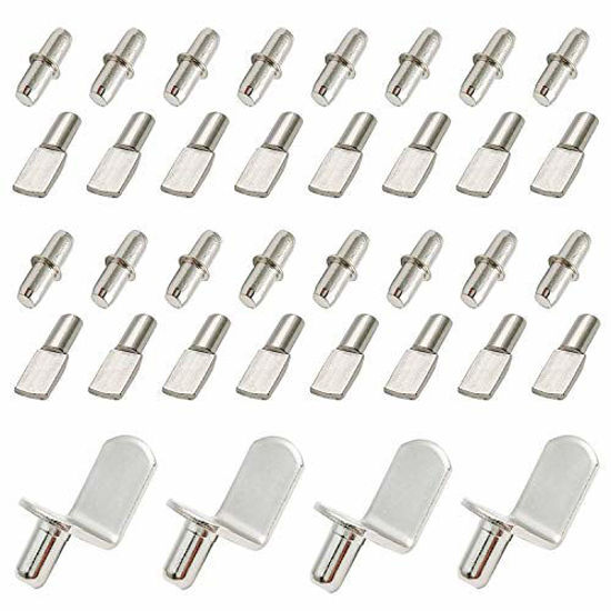 Picture of MANSHU 60 Pieces Shelf Bracket Pegs Stainless Steel Shelf Pins Support, Nickel Plated Shelf Pins, 3 Styles