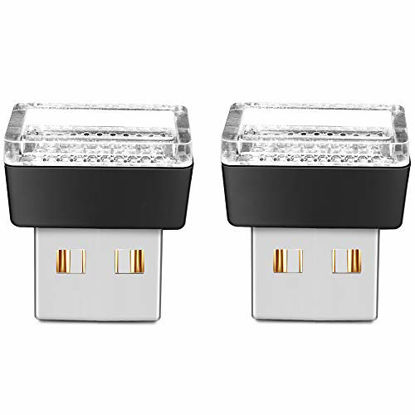 Picture of USB LED Atmosphere Lights Mini Car Interior Ambient Lighting Kit-Universal (White, 2 pcs)