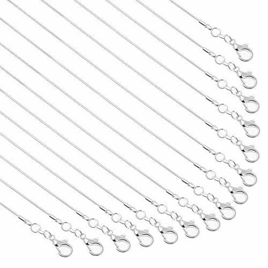 Picture of Paxcoo 30 Pack Necklace Chain Silver Plated Necklace Snake Chains Bulk for Jewelry Making, 1.2 mm (18 Inches)