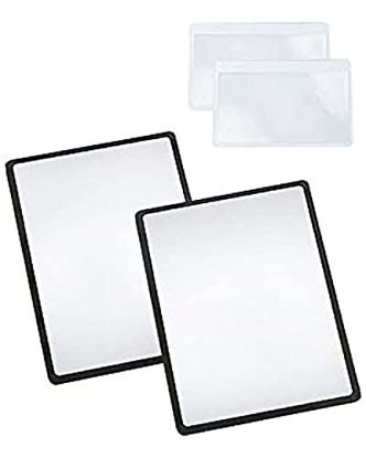 Picture of MagDepo Page Magnifying Sheet 3X PVC Lightweight Fresnel Lens with 2 Bonus Card Magnifiers, Magnifying Glass for Reading Small Patterns, Maps and Books