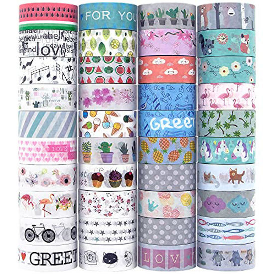 40 Rolls Washi Masking Tape Set, Decorative Adhesive Tape for Crafts,  Scrapbooks