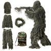 Picture of MOPHOTO 5 in 1 Ghillie Suit, 3D Camouflage Hunting Apparel Including Jacket, Pants, Hood, Carry Bag Suitable for Unisex Adults/Kids/Youth (M/L/XL/XXL)