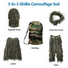 Picture of MOPHOTO 5 in 1 Ghillie Suit, 3D Camouflage Hunting Apparel Including Jacket, Pants, Hood, Carry Bag Suitable for Unisex Adults/Kids/Youth (M/L/XL/XXL)