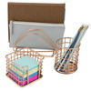 Picture of Sorbus Desk Organizer Set, Rose Gold 5-Piece Desk Accessories Set Includes Pencil Cup Holder, Letter Sorter, Letter Tray, Hanging File Organizer, and Sticky Note holder for Home or Office (Copper)