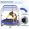 Picture of SereneLife Portable & Foldable Trampoline - 40" in-Home Mini Rebounder with Adjustable Handrail, Fitness Body Exercise - SLSPT409, Blue