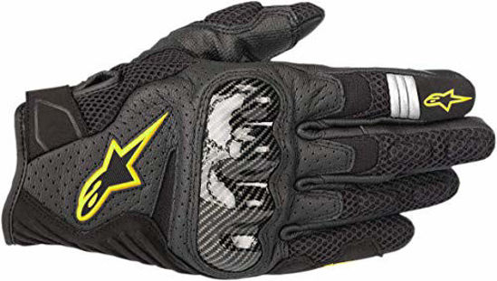 Picture of Alpinestars Men's SMX-1 Air v2 Motorcycle Riding Glove, Black/Fluorecent Yellow, Medium