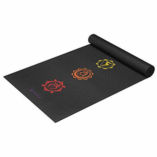 GetUSCart- Gaiam Yoga Mat Premium Print Extra Thick Non Slip Exercise &  Fitness Mat for All Types of Yoga, Pilates & Floor Workouts, Black Chakra,  6mm