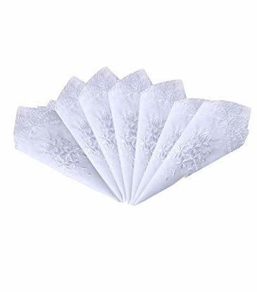 Picture of Ladies/Womes White Embroidery Cotton Handkerchiefs Wedding Hankies