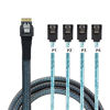 Picture of CY Slim Line SAS 4.0 SFF-8654 4i 38 Pin Host to 4 SATA 7 Pin Target Hard Disk Fanout Raid Cable 50cm