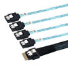 Picture of CY Slim Line SAS 4.0 SFF-8654 4i 38 Pin Host to 4 SATA 7 Pin Target Hard Disk Fanout Raid Cable 50cm