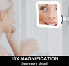 Picture of Fancii 10X Magnifying Lighted Makeup Mirror - Daylight LED Vanity Mirror - Compact, Cordless, Locking Suction, 6.5" Wide, 360 Rotation, Portable Illuminated Bathroom Mirror (Square)