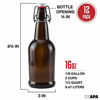 Picture of 16 oz Amber Glass Beer Bottles for Home Brewing 12 Pack with Flip Caps