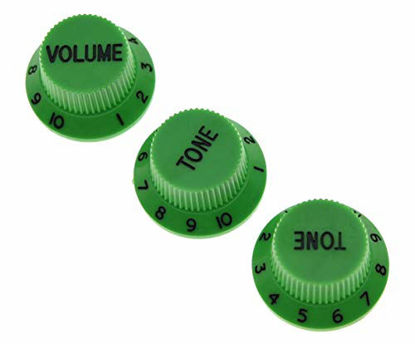 Picture of KAISH Set of 3 Green w/Black Number ST Strat Style Guitar Knob Volume Tone Knobs