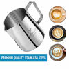 Picture of Frothing Pitcher - Best Milk Frother Steamer Cup - Easy to Read Creamer Measurements Inside - Foam Making for Coffee Matcha Chai Cappuccino Latte & Hot Chocolate - Stainless Steel 12oz/350ml