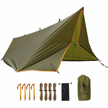 Picture of FREE SOLDIER Waterproof Portable Tarp Multifunctional Outdoor Camping Traveling Awning Backpacking Tarp Shelter Rain Tarp (Brown)