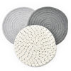 Picture of Potholders Set Trivets Set 100% Pure Cotton Thread Weave Hot Pot Holders Set (Set of 3) Stylish Coasters, Hot Pads, Hot Mats,Spoon Rest For Cooking and Baking by Diameter 7 Inches (Gray)