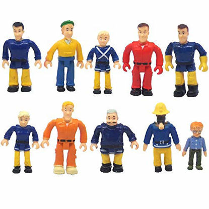 Picture of FUNERICA Set of 10 Fireman and Family People Toy Figures | Fireman /Firehouse Toy for Kids | Fireman Party Supplies Figurines