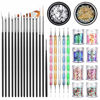 Picture of JOYJULY Professional Nail Art Supplies with 15pcs Brush Set, 5pcs Dotting Pen, 2pcs 3D nail diamonds rhinestones Kit, 8pcs Chunky Glitter Sequins for Nail Art/Body Glitter/Cosmetic Face/Hair