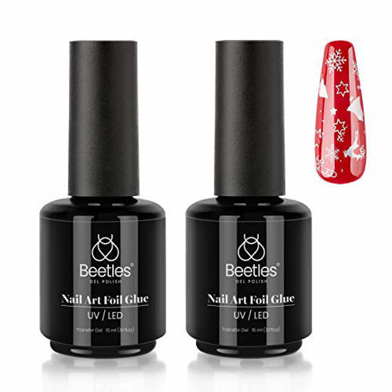 Picture of Beetles Nail Art Foil Glue Gel for Foil Stickers Nail Glue Transfer Tips Star Glues Nail Art Manicure DIY LED Lamp Required Soak Off 15ML 2 Bottle