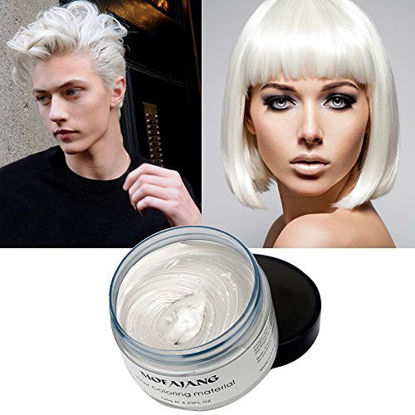 Picture of Temporary Hair Color Wax, White Hair Dye Natural Temporary Hairstyle Cream or Hairstyle Wax for Party, Cosplay, Date (Wihte)