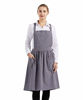 Picture of Nanxson Women Cotton Linen Bib Apron Cross Back Work Apron for Cooking,Baking,Crafting,Flower Arrangement CF3046 (grey, one size)