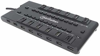 Picture of Manhattan 28 Port USB Mondo Hub II - with 24 USB-A 2.0 Ports, 4 USB-A 3.0 Ports, Individual On-Off Switches, 5V / 4A Power Adapter Included, 163606