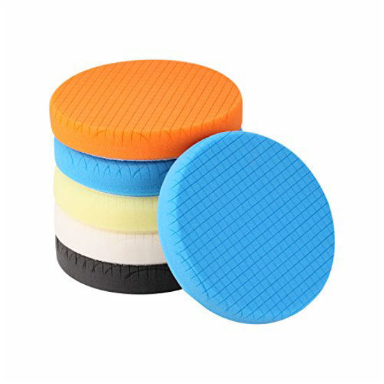 Picture of Buffing Polishing Pads, SPTA 5Pcs 6.5 Inch Face for 6 Inch 150mm Backing Plate Compound Buffing Sponge Pads Cutting Polishing Pad Kit For Car Buffer Polisher Compounding, Polishing and Waxing -SQMIX65