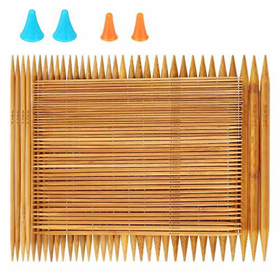 Picture of RELIAN Double Pointed Knitting Needles, 75 Pcs Bamboo Knitting Needles Set, 15 Sizes from 2.0mm-10.0mm(8 Inches Length)+ 4Pcs Knitting Needles Point Protectors