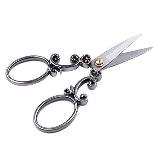 Picture of BIHRTC European Vintage Stainless Steel Sewing Scissors DIY Tools Cloud Pattern Dressmaker Shears Scissors for Embroidery, Craft, Art Work & Everyday Use (Silver)