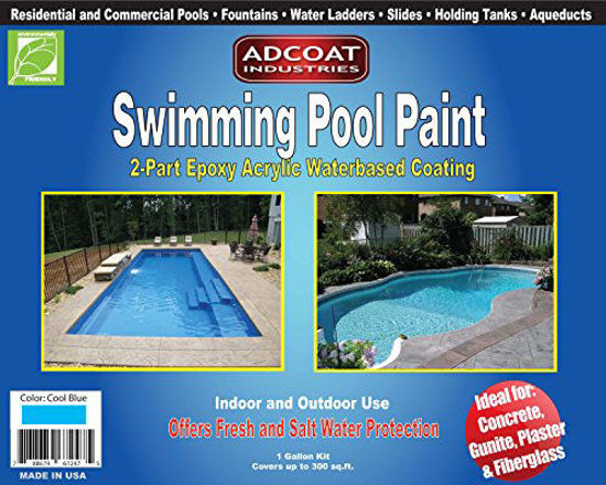 Picture of AdCoat Swimming Pool Paint, 2-Part Epoxy Acrylic Waterbased Coating, 1 Gallon Kit - Cool Blue Color