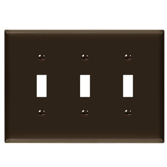 Picture of ENERLITES Triple Light Wall  Toggle Switch Plate  3-Gang Mid-Size 4.88" x 6.77"  Unbreakable Polycarbonate Thermoplastic  UL Listed  8813M-BK  Black