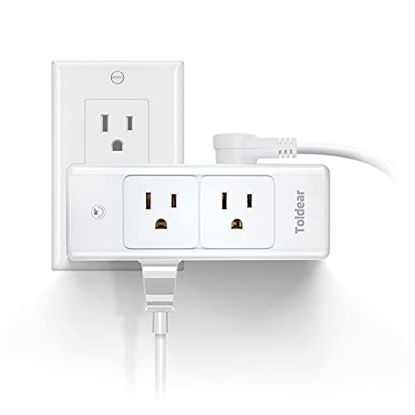 Picture of Wall Outlet Extender  (2-Pack) Toldear 3 Prong Power Strip with 6 Outlets(3 Sided)  Outlet Splitter with Rotating Plug  Multi Plug Outlet for Travel  Home  Dorm  Office