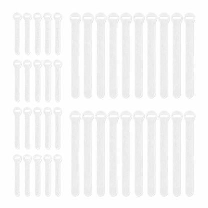 Picture of Self-Gripping Cable Ties by Wrap-It Storage  White  40 Pack (4 Inch and 8 Inch Straps) â€“ Reusable Hook and Loop Cord Organizer Cable Ties for Cord Management and Desk or Office Organization