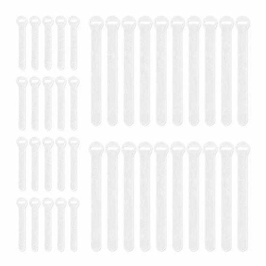 Picture of Self-Gripping Cable Ties by Wrap-It Storage  White  40 Pack (4 Inch and 8 Inch Straps) â€“ Reusable Hook and Loop Cord Organizer Cable Ties for Cord Management and Desk or Office Organization