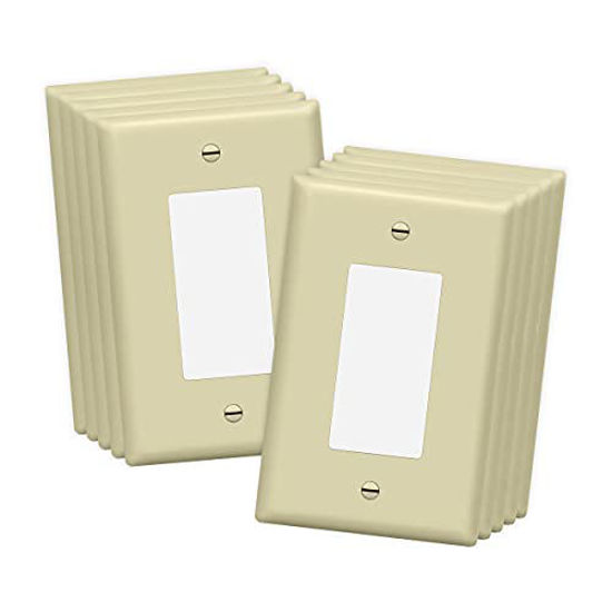 Picture of ENERLITES Decorator Light Switch or Receptacle Outlet Wall Plate  Glossy Finish  Over-Size 1-Gang 5.5" x 3.5"  Unbreakable Polycarbonate Thermoplastic  UL Listed  8831O-A-10PCS  Almond (10 Pack)
