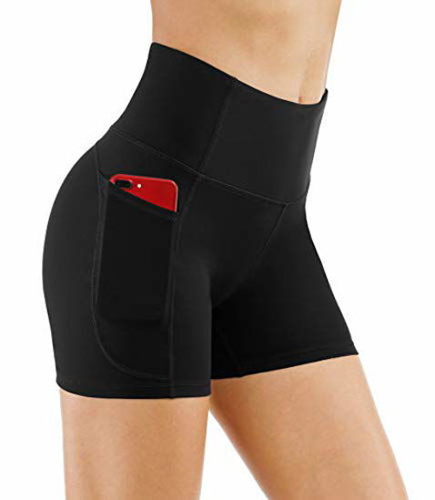 THE GYM PEOPLE High Waist Yoga Shorts for Women's Tummy Control Fitness  Athletic Workout Running Shorts with Deep Pockets