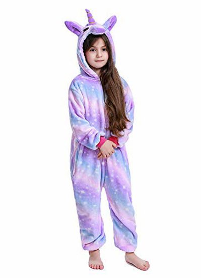 Yansion Bambini Unicorno Pigiama delle Onesie,Costumi Cosplay Felpa co –