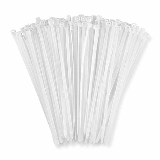 Picture of 8" White Zip Cable Ties (1000 Pack)  40lbs Tensile Strength - Heavy Duty  Self-Locking Premium Nylon Cable Wire Ties for Indoor and Outdoor by Bolt Dropper