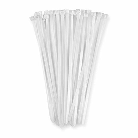 Picture of 12 Inch Zip Cable Ties (100 Pack)  120lbs Tensile Strength - Heavy Duty White  Self-Locking Premium Plastic Cable Wire Ties for Indoor and Outdoor by Bolt Dropper